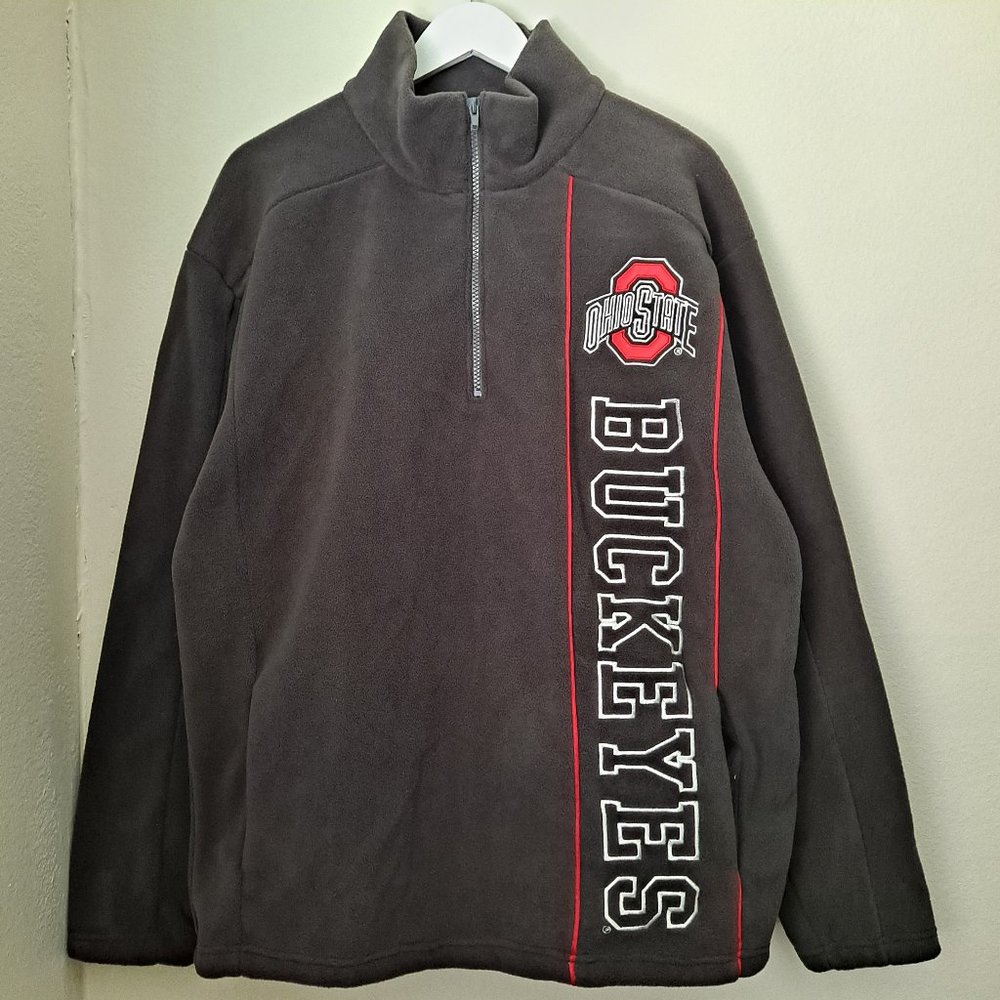 Men's Ohio State Buckeyes grey polar fleece 1/4 zip shirt jacket